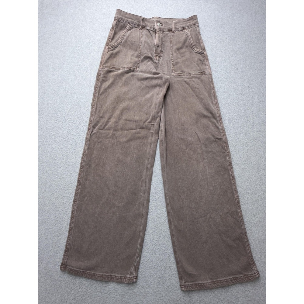 American Eagle Jeans Womens 8 Long Brown High Rise Baggy Wide Leg Y2K Style